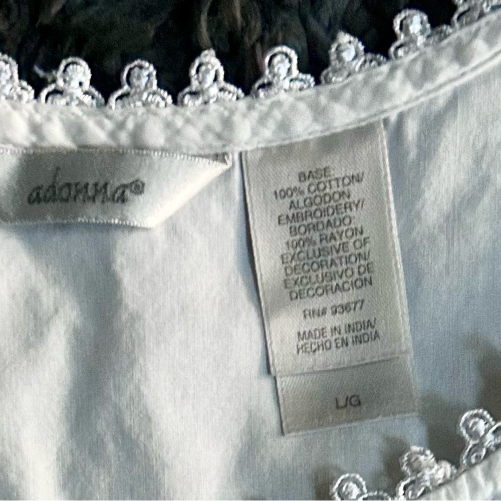 Adonna White Floral Embroidered Chemise with Pink & Blue Flower Accents Size L - Picture 3 of 4